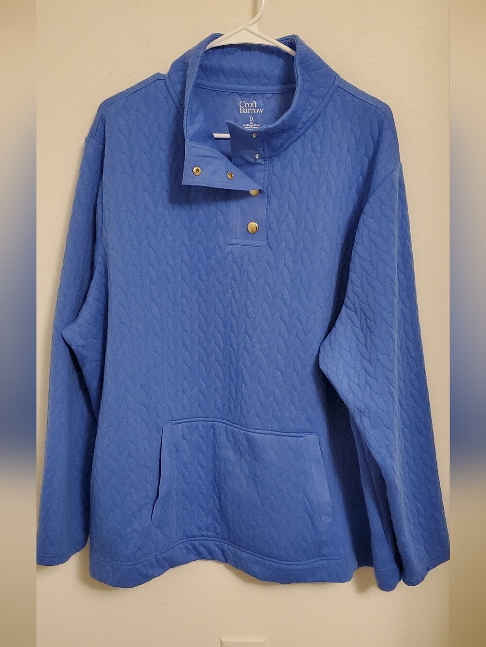 croft & barrow Cornflower Blue Quilted Snap-Front Pullover Size 3X